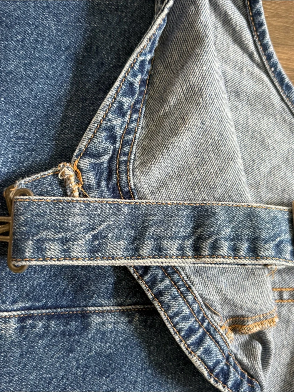 Free People Overall Smock Denim Dark Wash Distressed Mini Short Dress Casual M